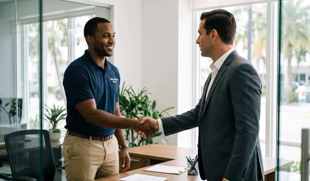Business notary and corporate representative meeting